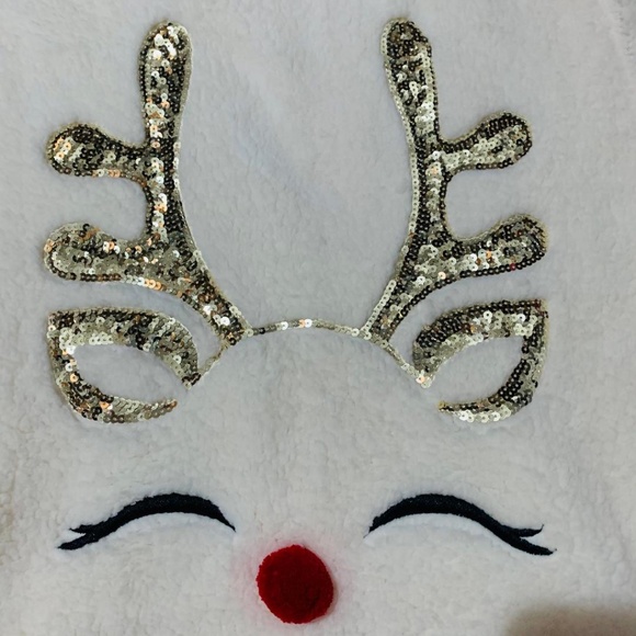 Cream Sherpa Reindeer Cute Ugly Christmas Sweater 2X - Picture 4 of 6